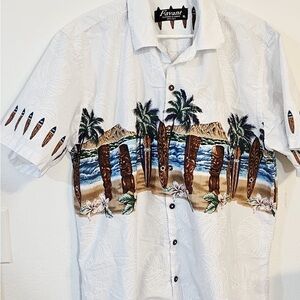Favant Men's White Tropical Print Casual Shirt